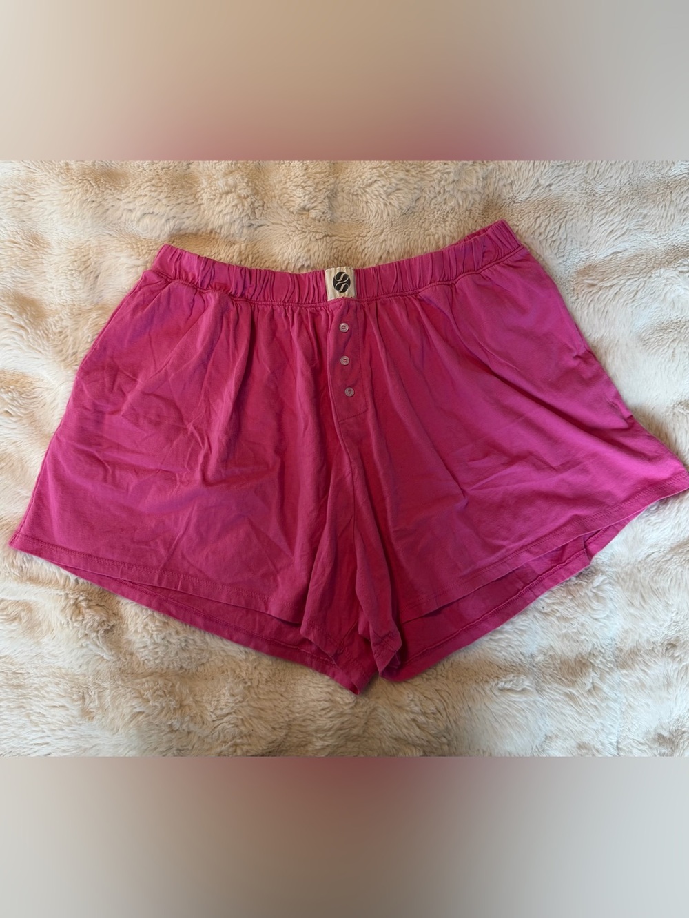 Seas 2X Hot Pink Cotton Boxer Pajama Lounge Shorts Faux Button Fly